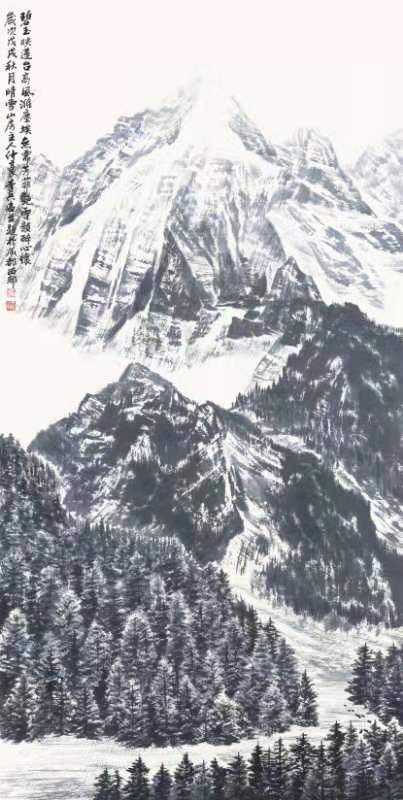 填补了中国水墨高原雪山画法的空白