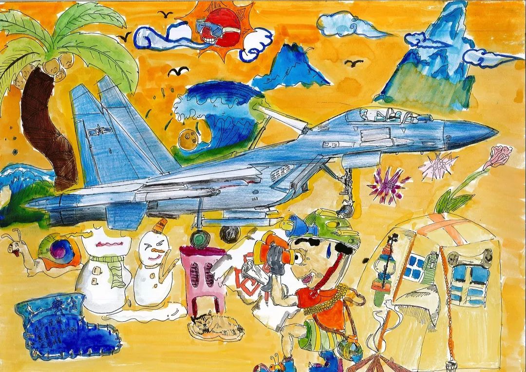 该系列作品的20余幅航空绘画亮相珠海航展屏幕,学生系列作品《画飞机