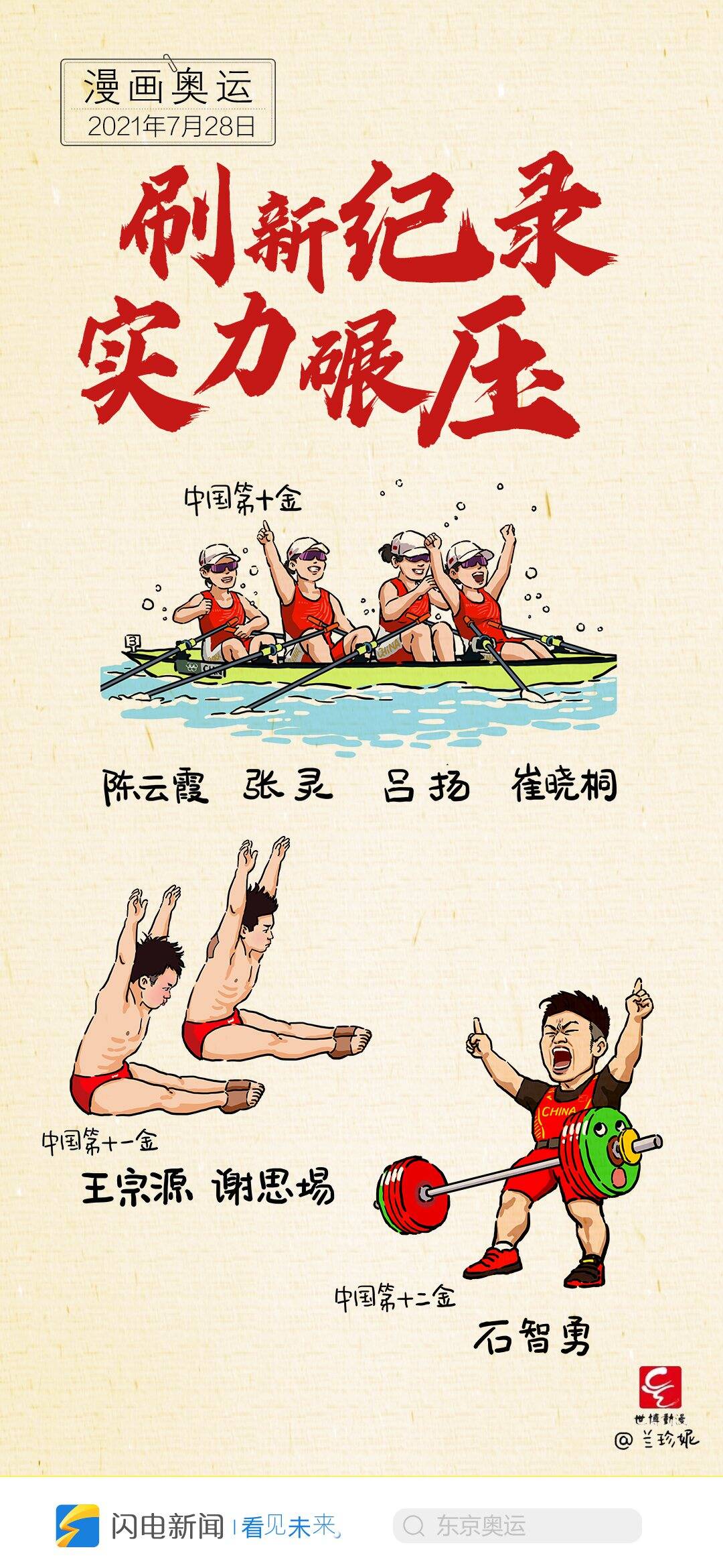 骄傲收藏东京奥运中国军团夺金时刻漫画图集来了