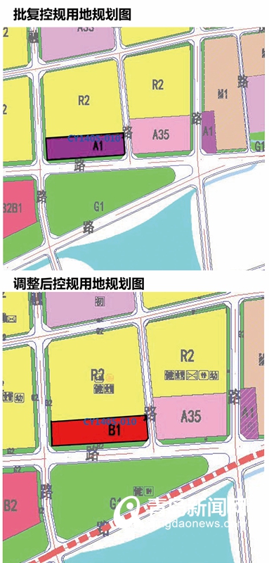 《青岛市城阳区上马街道片区控制性详细规划》中部分用地进行规划调整