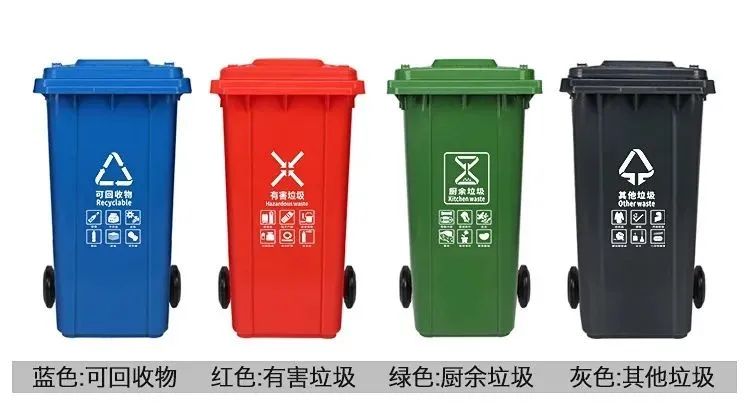 科普认识四色垃圾桶垃圾分类靠大家