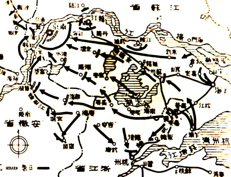 南京保卫战形势图(箭头所指系日军进攻方向)