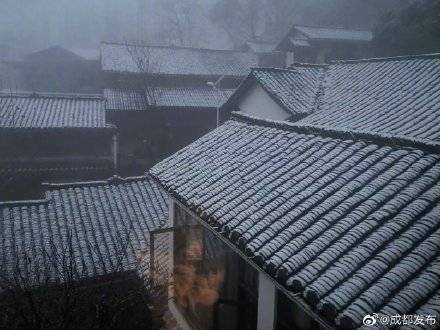 成都多地开始下雪，能看见雪花的那种！