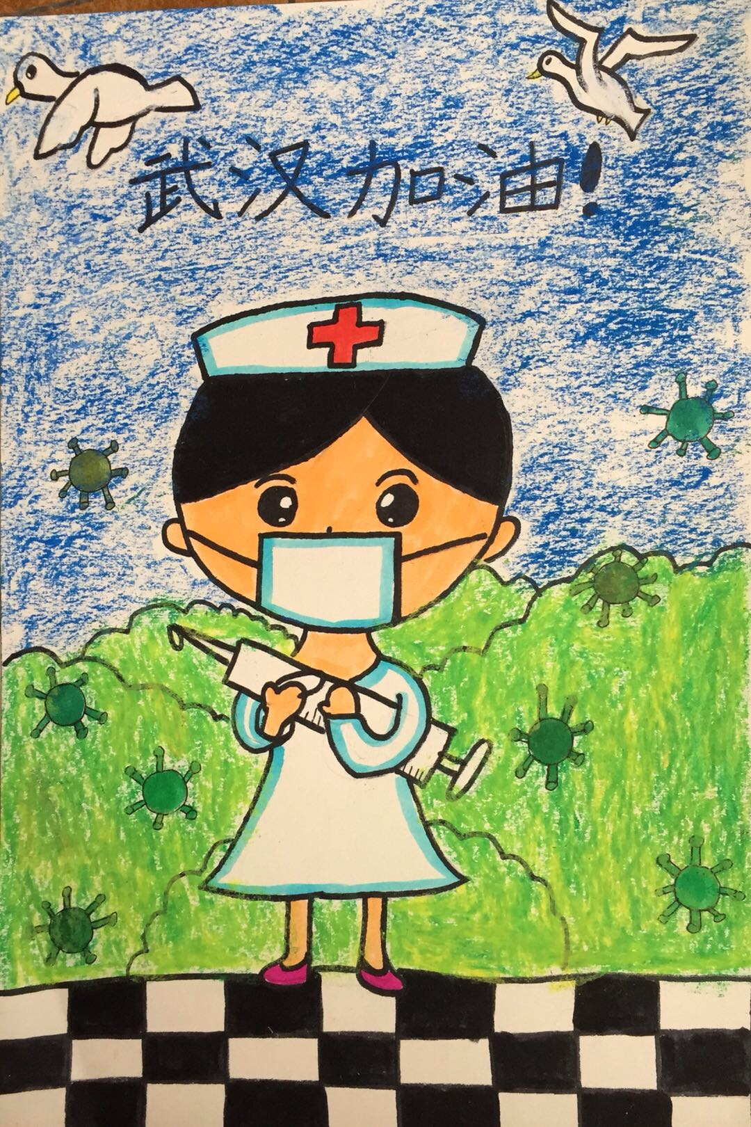防护服医护人员儿童画图片
