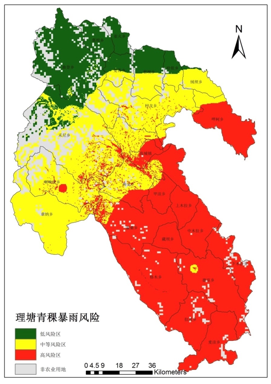 理塘县青稞暴雨灾害风险区划图 受访者供图