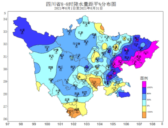 预计2021年9月,四川全省平均降水量为139～145毫米,较常年同期偏多.