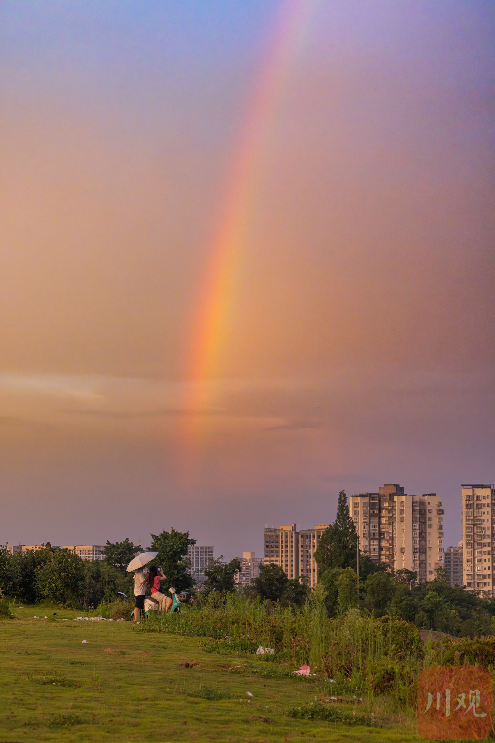 广安雨后现双彩虹城市美如画卷