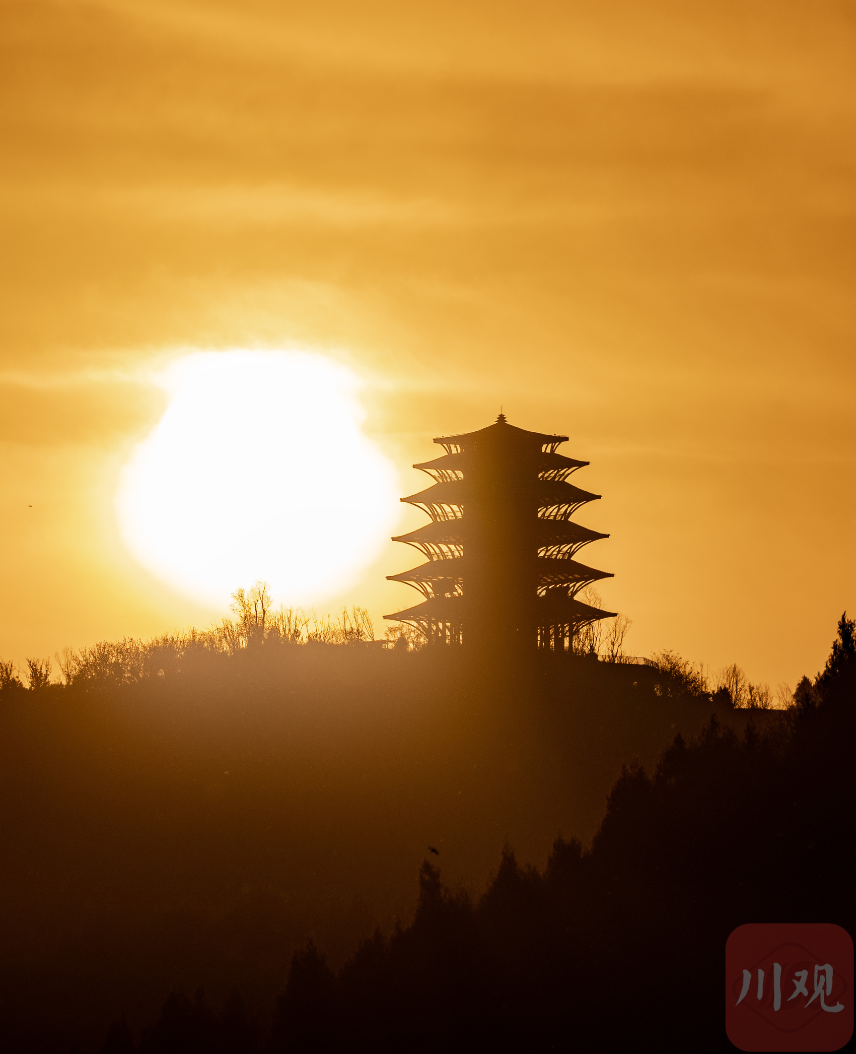 c视频美在成都丹景阁观日落