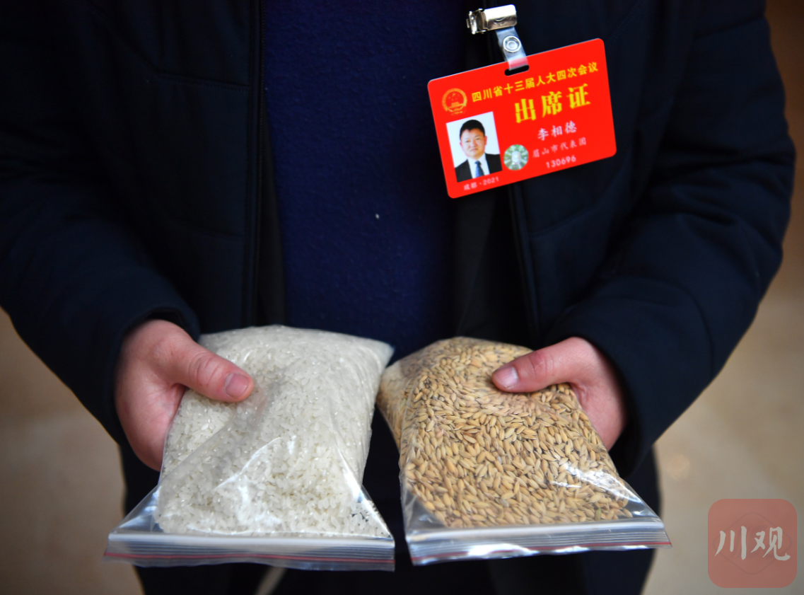 "1月28日,眉山代表团的省人大代表李相德在驻地报到后,从随身的背包中