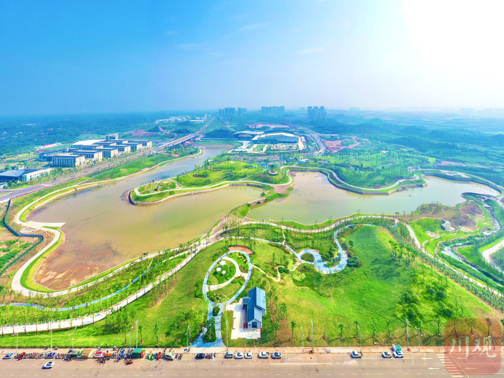 航拍资阳高新区雁南湖湖滨公园 - 川观新闻