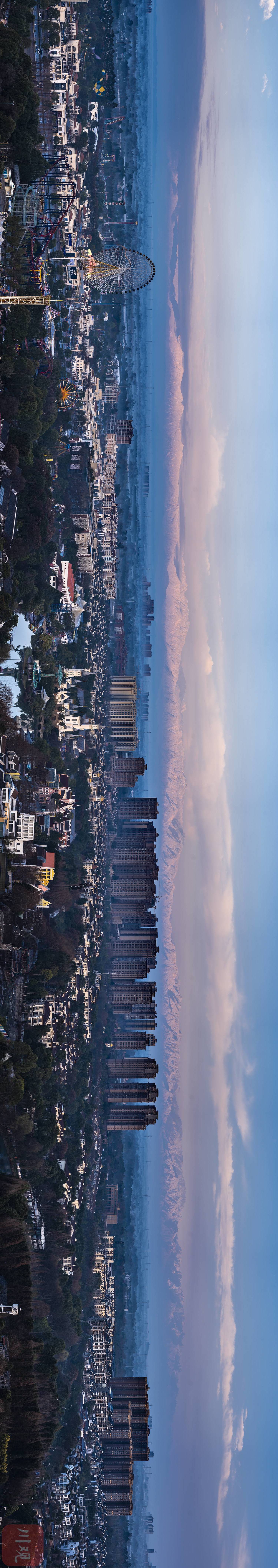 c视觉·遥望雪山71丨今晨,成都朝霞和雪山一同上线