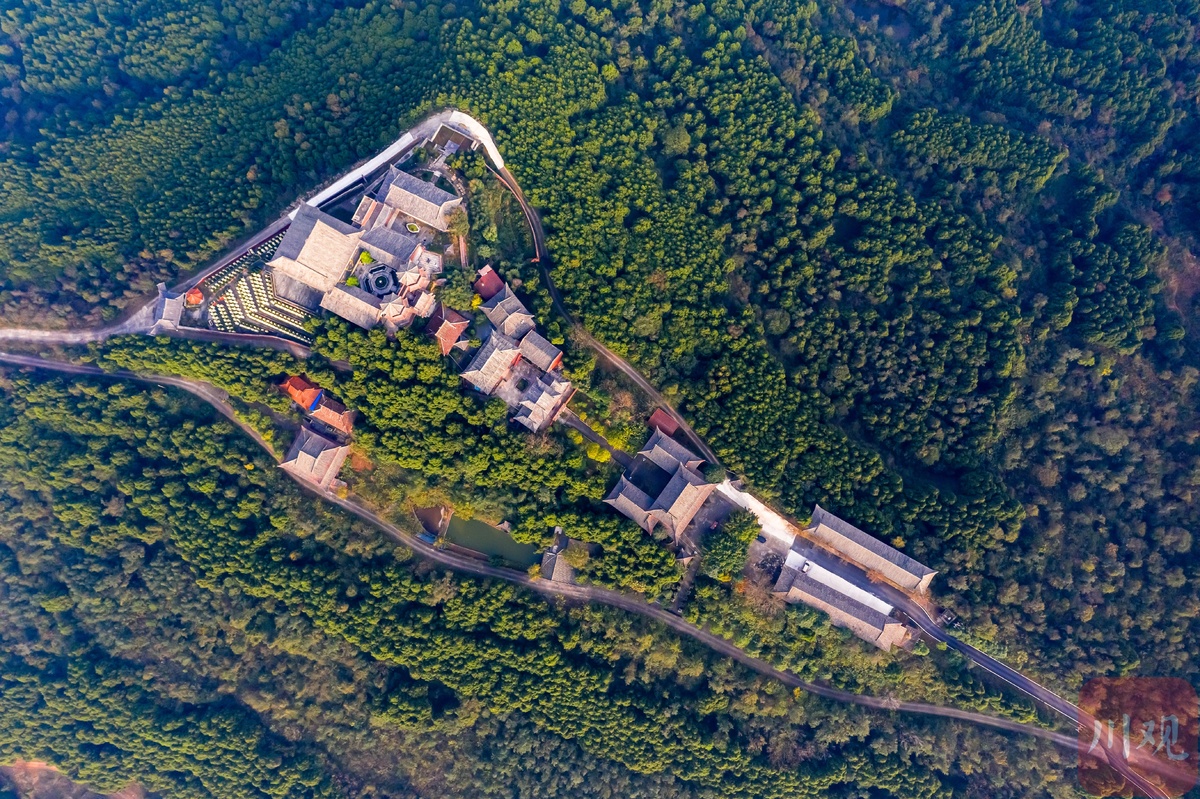 航拍丨初冬的七曲山大庙,古柏依然翠绿 - 川观新闻