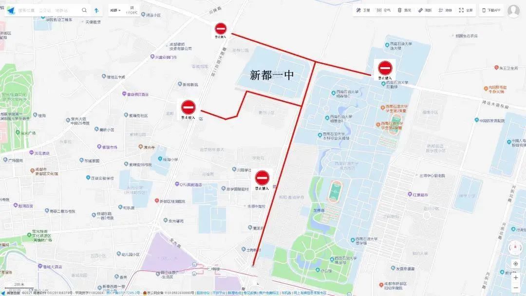 74 交通管控路段:蜀龙大道北段(鸿运大道—新都大道),鸿运大道路段